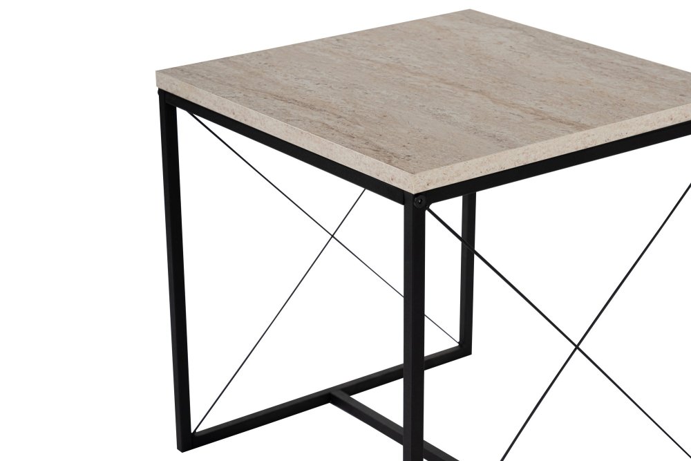Súprava konferenčných stolíkov Defne - Black, Travertine