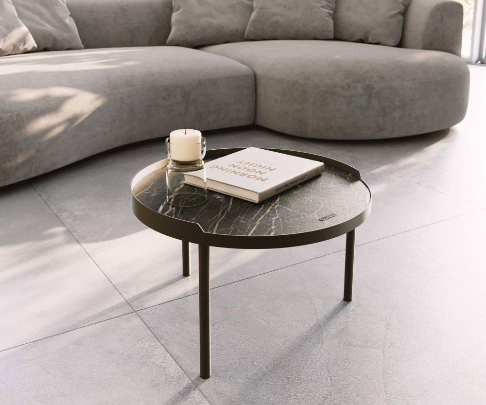 Konferenčný stolík Torell 50x50 cm keramika Laminam®Noir Desir hnedá