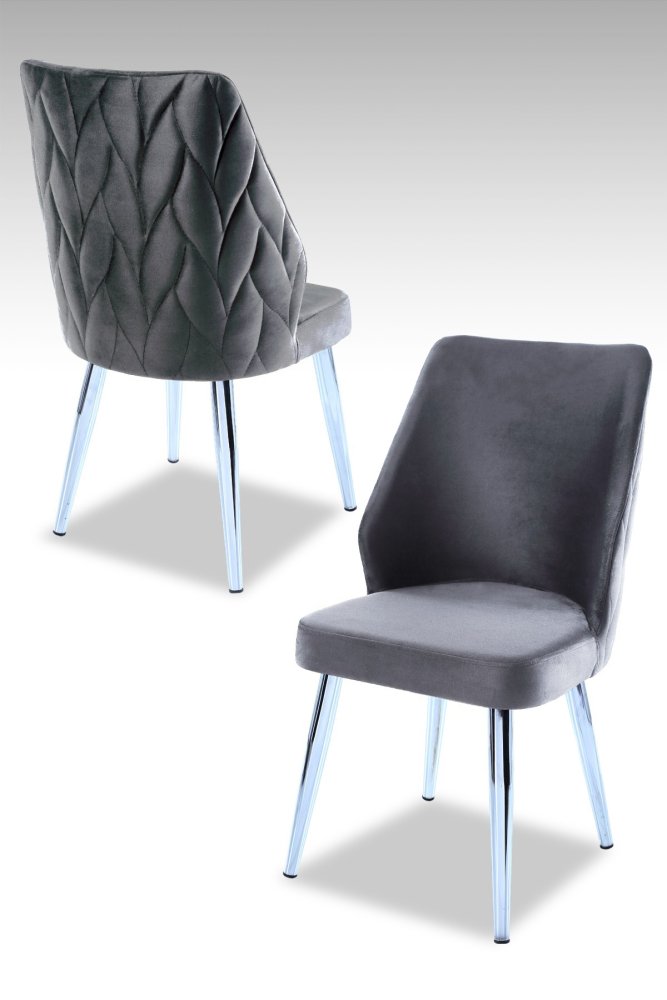 Súprava stoličiek (4 kusy) Pufi - Grey, Chrome