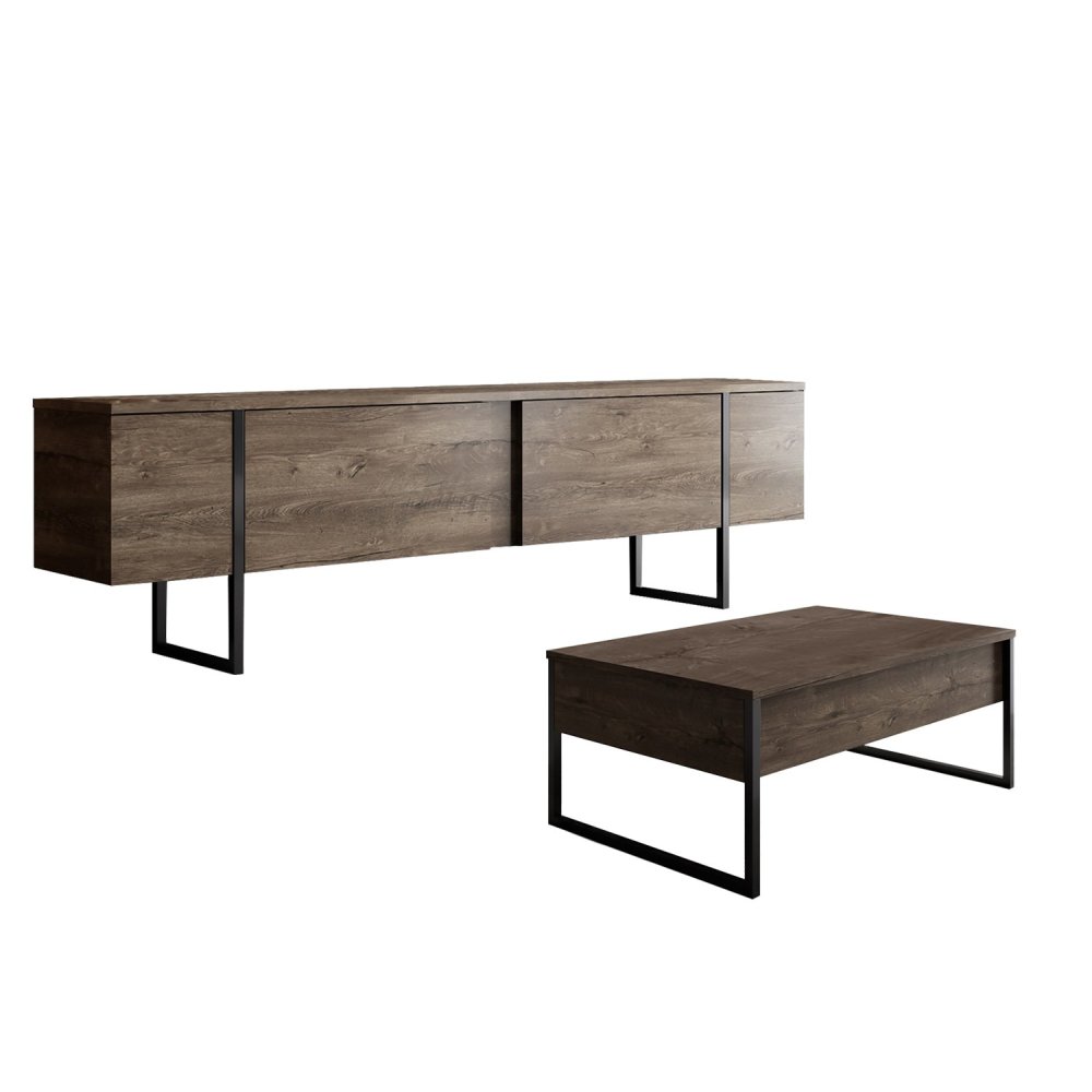 Living Room Furniture Set Luxe Set - Walnut, Black (obrázek 3)
