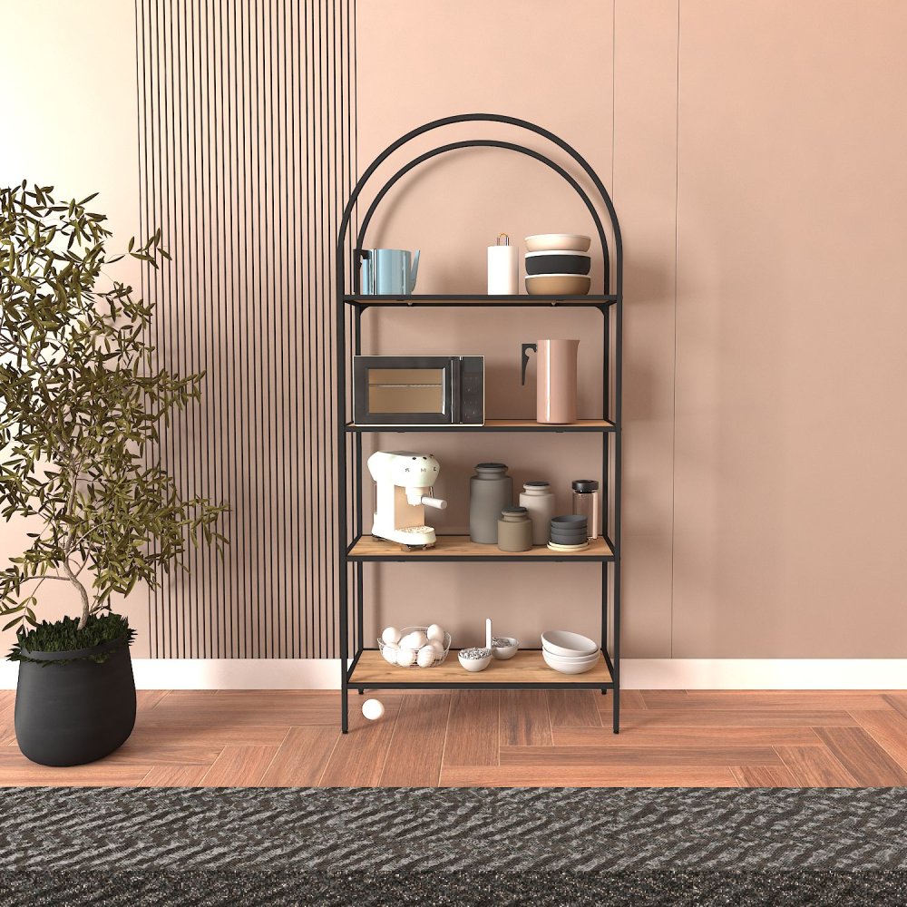 Knihovna Mona 80 - Black, Atlantic Pine (obrázek 3)