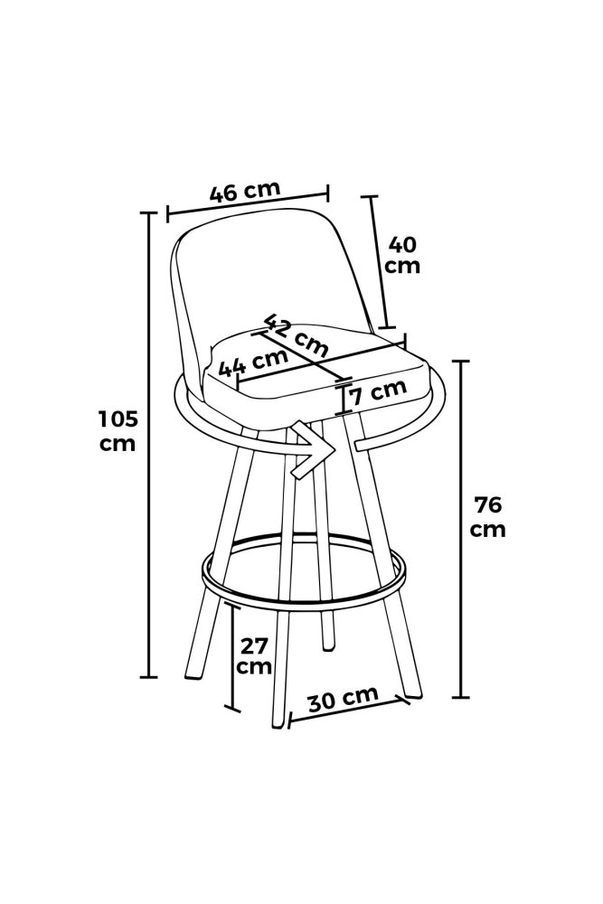 Bar Stool Set (4 Pieces) Atex - Cappuccino, Black (obrázek 3)