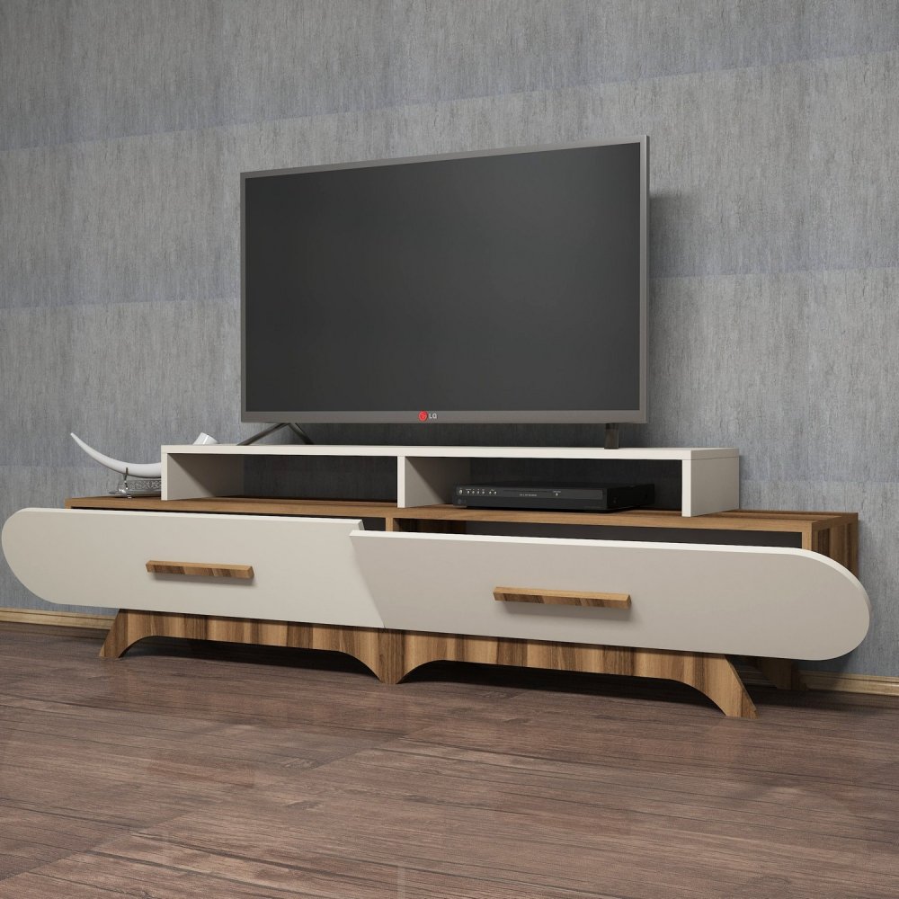 TV stolek Flora - Walnut, Cream (obrázek 5)