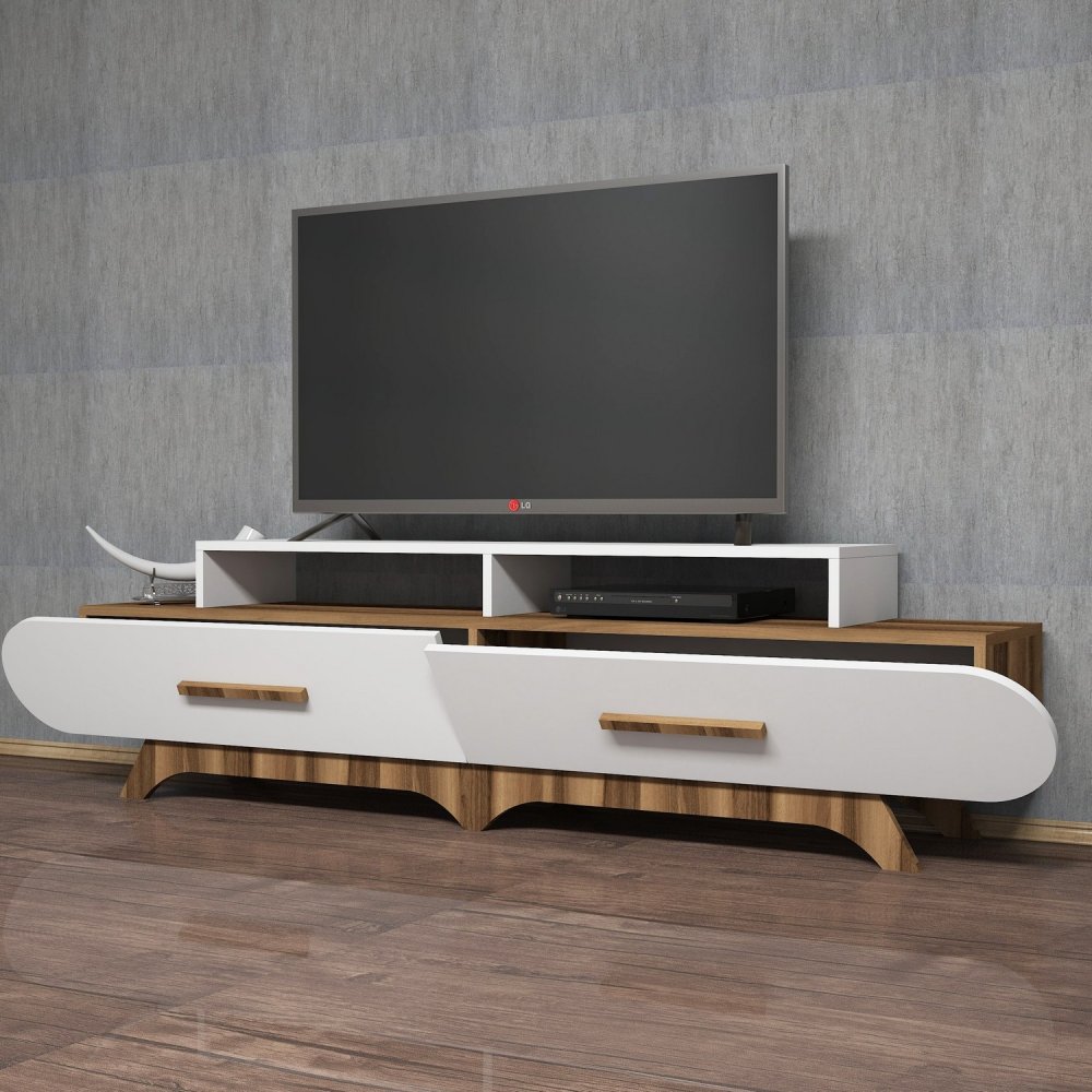 TV stolík Flora - Walnut, White