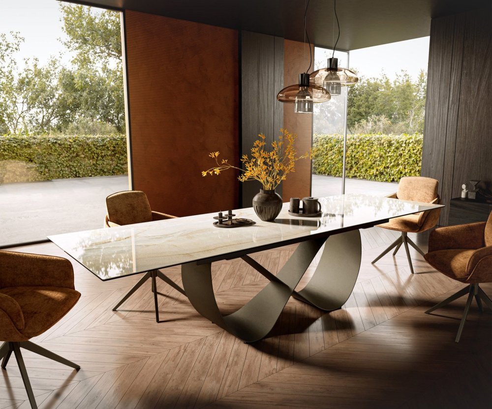 Jídelní stůl Edge 200-300x100 keramika Laminam® Onice Oro