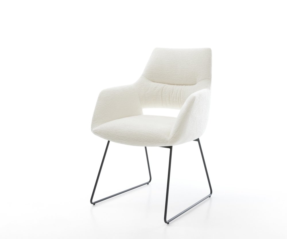 Jedálenská stolička Yago-Flex s opierkami bouclé mäkký béžová tenká