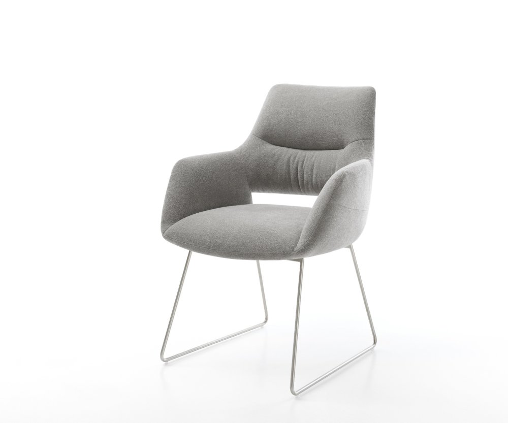 Jedálenská stolička Yago-Flex s opierkami texturovaná látka mäkký sivá