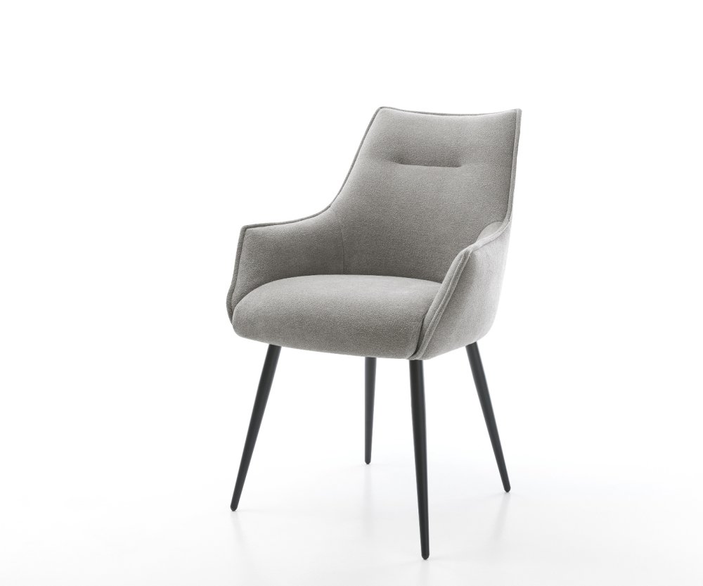 Jedálenská stolička Alja-Flex s opierkami texturovaná látka mäkký sivá