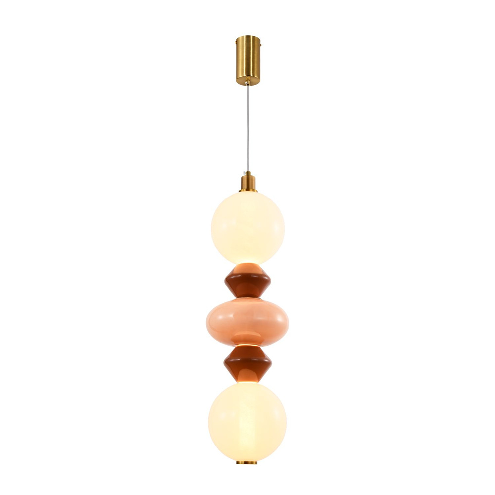 FLORES lampa wisząca mosiężny+brązowy+pomarańczowy 15W LED 3000K klosz biały