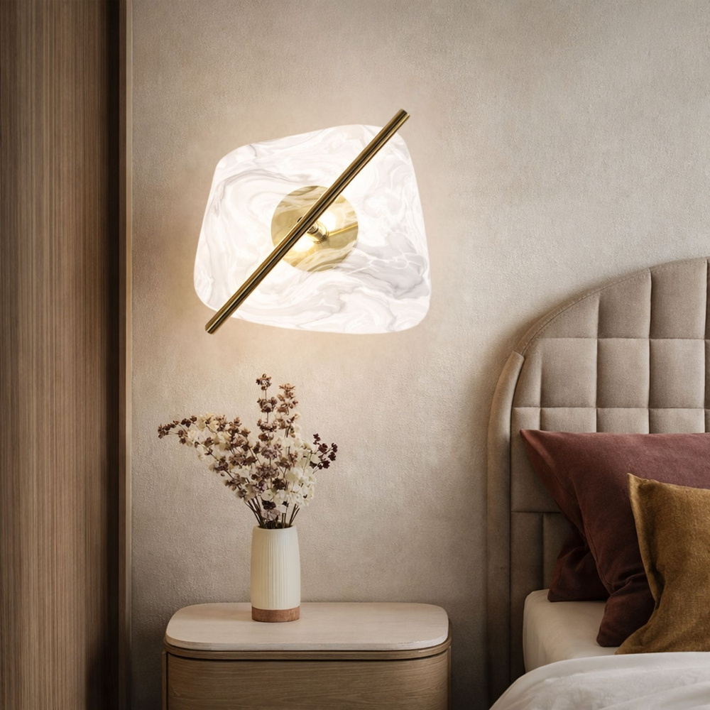 RELAX lampa kinkiet mosiężny 5W LED 3000K klosz biały