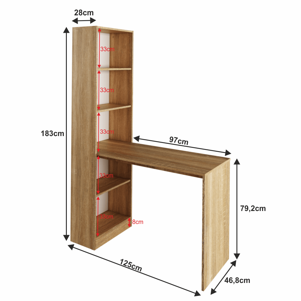 Stůl s regálem JASMIN Tempo Kondela Bílá Obrázek
