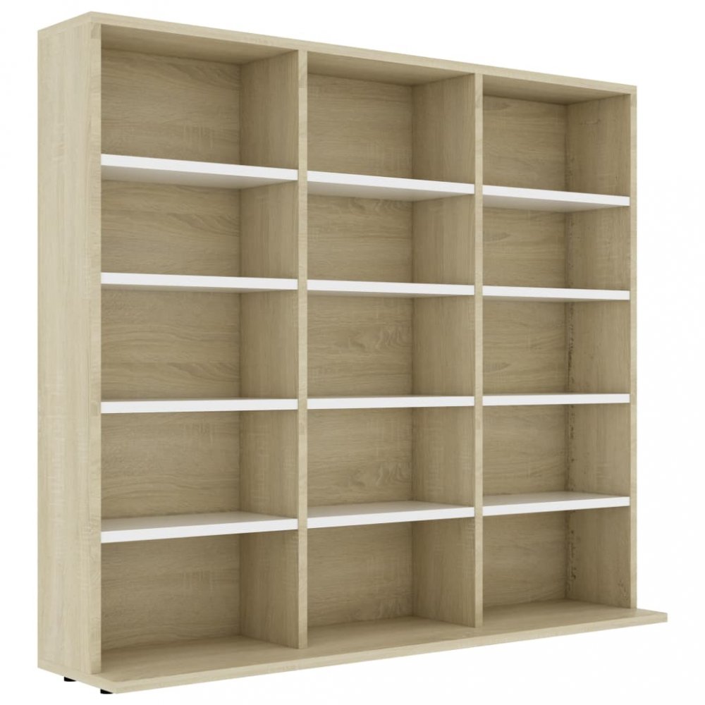 Regál s 15 policemi Dekorhome Bílá / dub sonoma