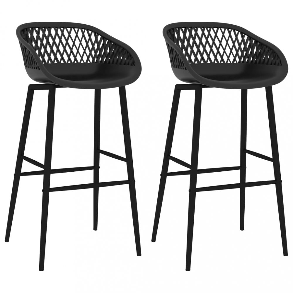 Barové židle 2 ks plast / kov Dekorhome Černá,Barové židle 2 ks plast / kov Dekorhome Černá