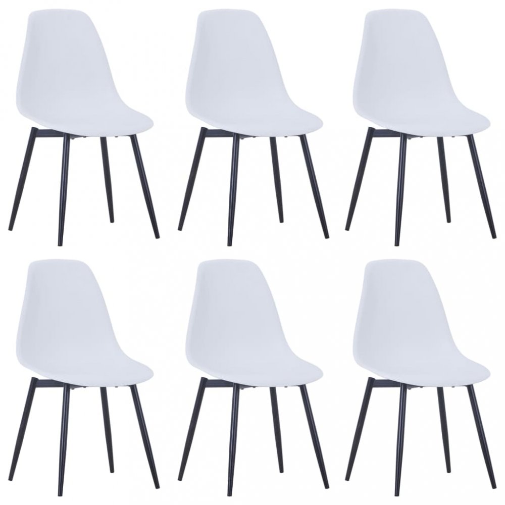 Levně Jídelní židle 6 ks plast / kov Dekorhome Bílá