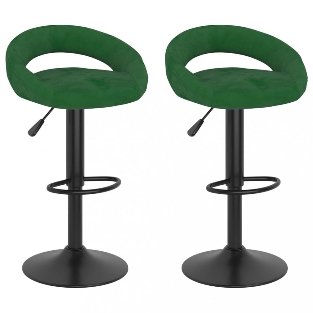 E-shop Barová židle 2 ks samet / kov  Tmavě zelená,Barová židle 2 ks samet / kov  Tmavě zelená