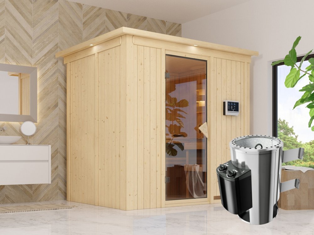 E-shop Interiérová fínska sauna 196x151 cm s kamny 3,6 kW Dekorhome