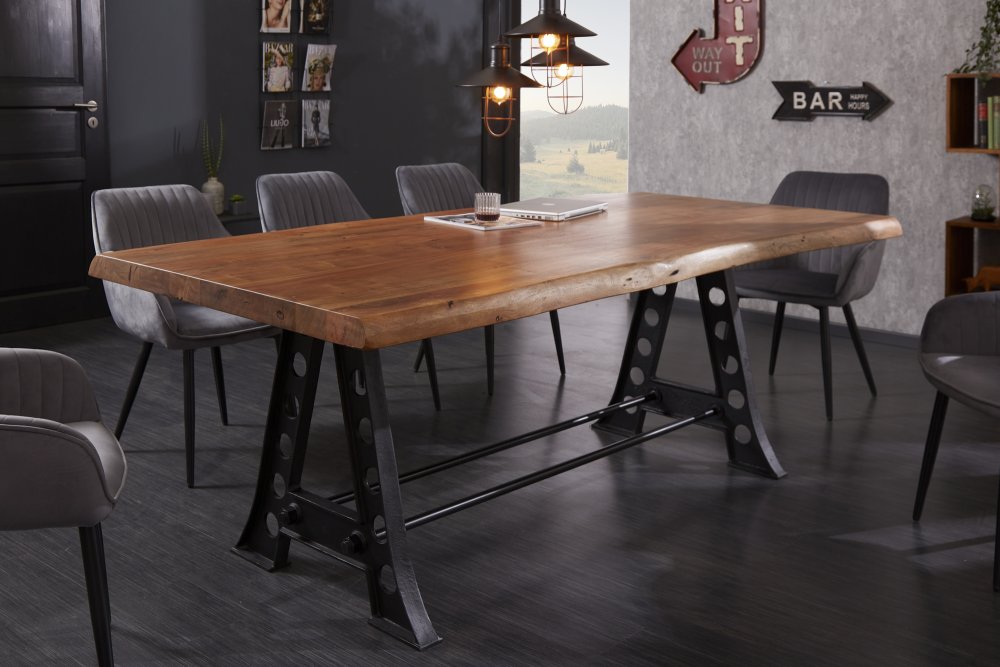 Jídelní stůl ATHAMÁS šedá akácie Dekorhome Šedá Obrázek