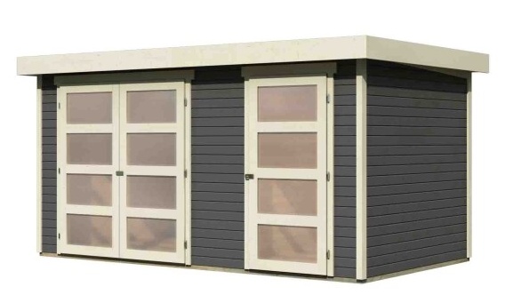 Dřevěný zahradní domek 404 x 217 cm Dekorhome Šedá