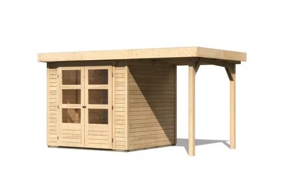 Dřevěný zahradní domek ASKOLA 2 s přístavkem 150 Lanitplast Smrk