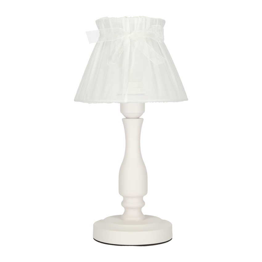 Nočná stolová lampa s bielym organzovým tienidlom 40W E27 Zefir