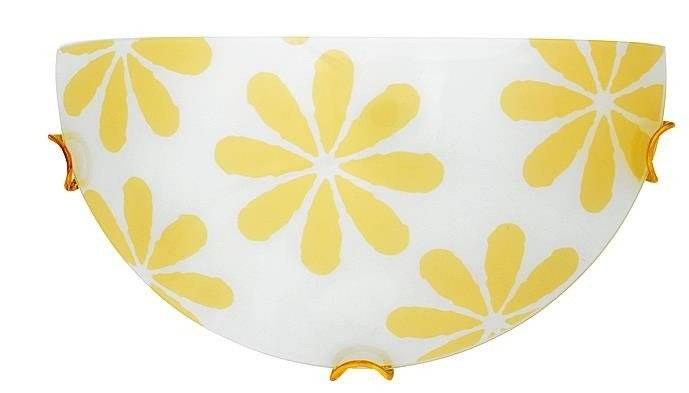 Stropná biela žltá s kvetmi nástenná lampa Lucy