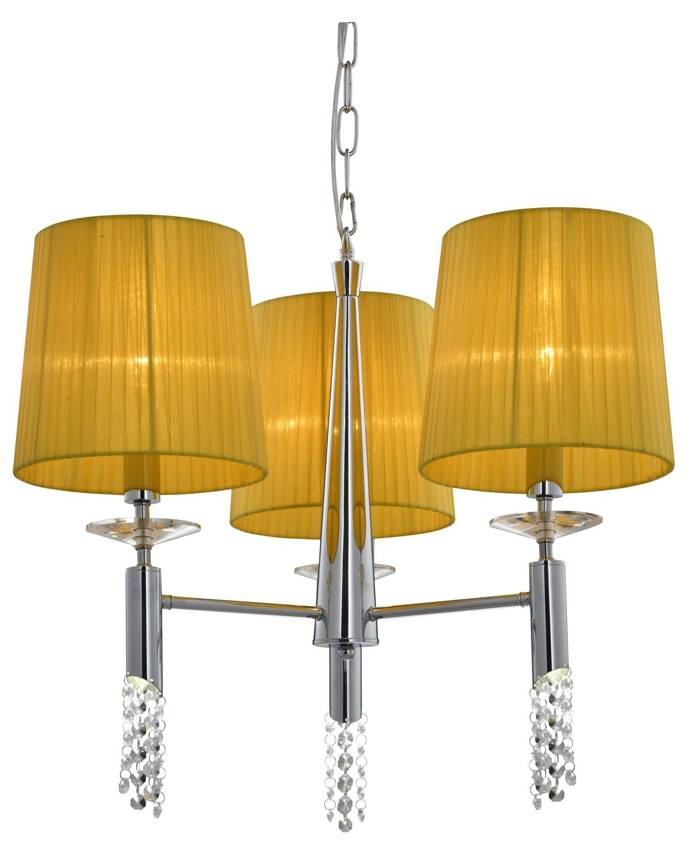 Luster s kryštálmi 3xE27 žltý + duálne kryštály