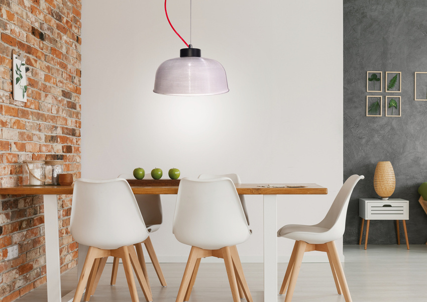 Závesná lampa Liverpool Ledea 27 cm sklo/červený kábel