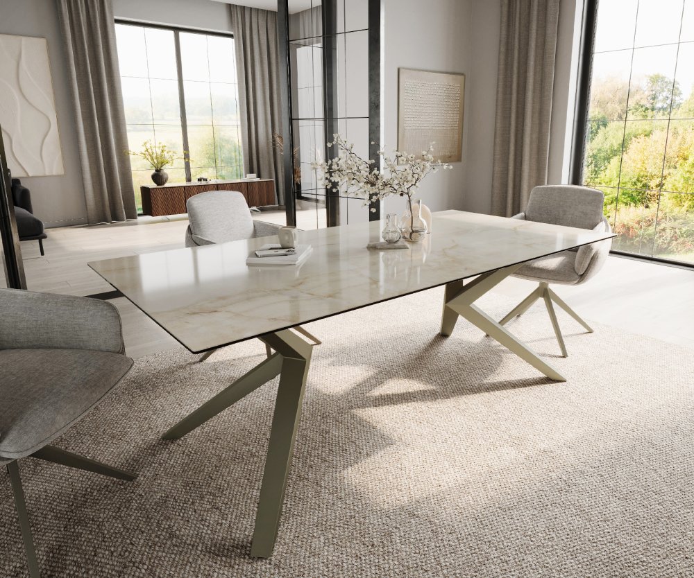 Jedálenský stôl Edge 200x100 keramický Laminam® Onice Oro ?Zenthara