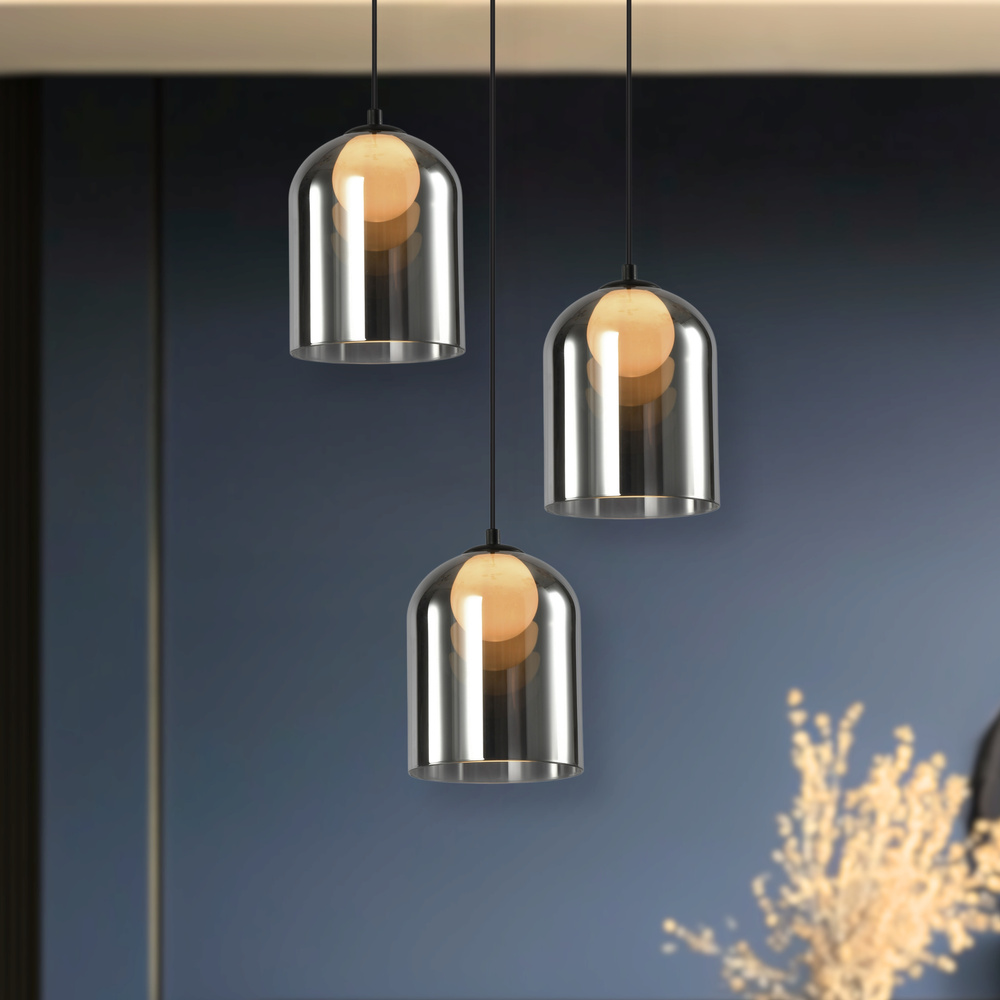 Závesná sklenená lampa KLEA – s grafitovým a matným tienidlom – moderná stolová lampa do obývačky G9 LED