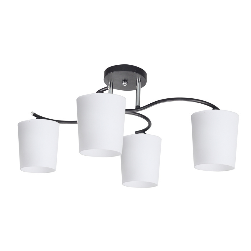Stropná lampa Esnyr chróm + čierna 4x40 E27 biele tienidlo
