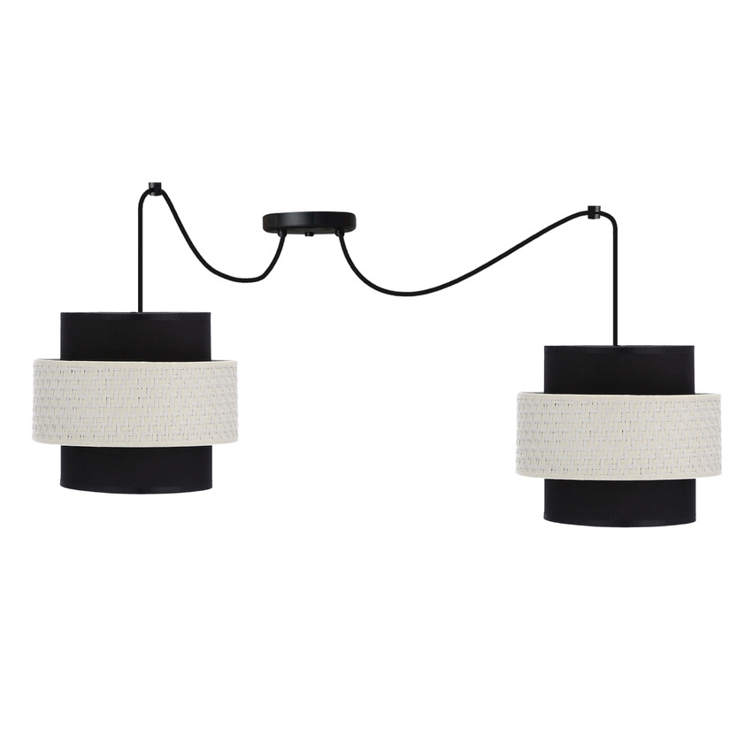 Závesná lampa Benta P čierna 2x40W E27 tienidlo čierna+krémová
