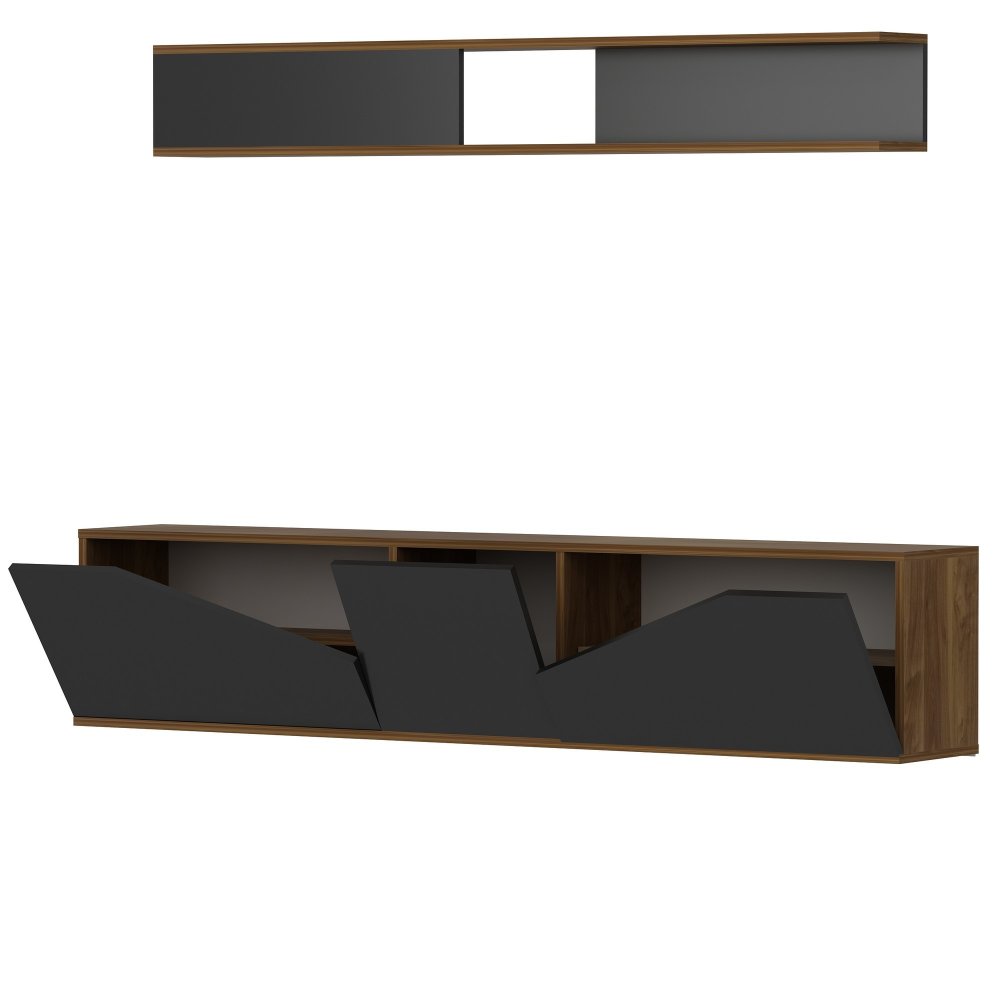 TV stěna / Sestava pod TV Taç - Walnut, Black (obrázek 4)