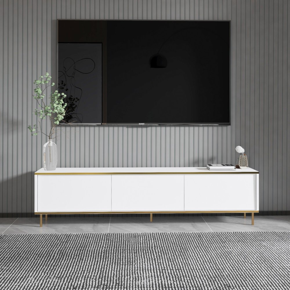 TV stolek Imaj - White, Gold (obrázek 5)