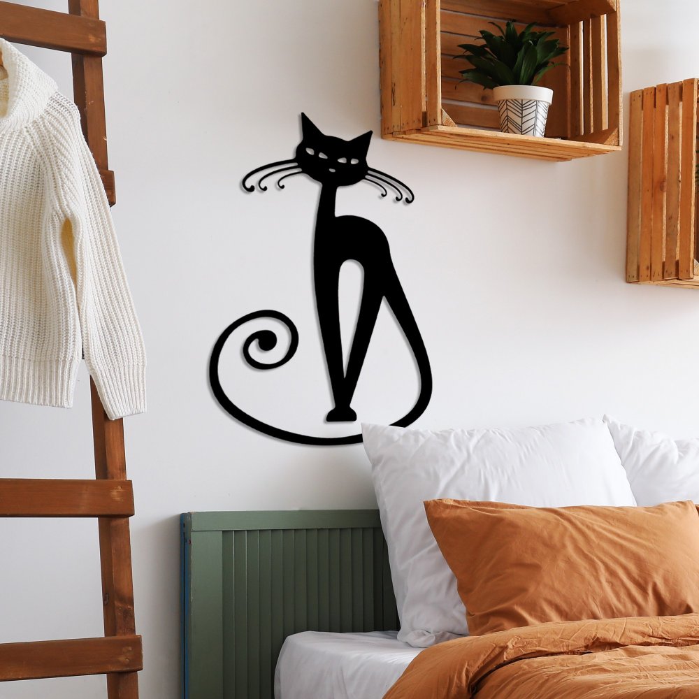 Dekoratívny kovový doplnok na stenu Cat 6