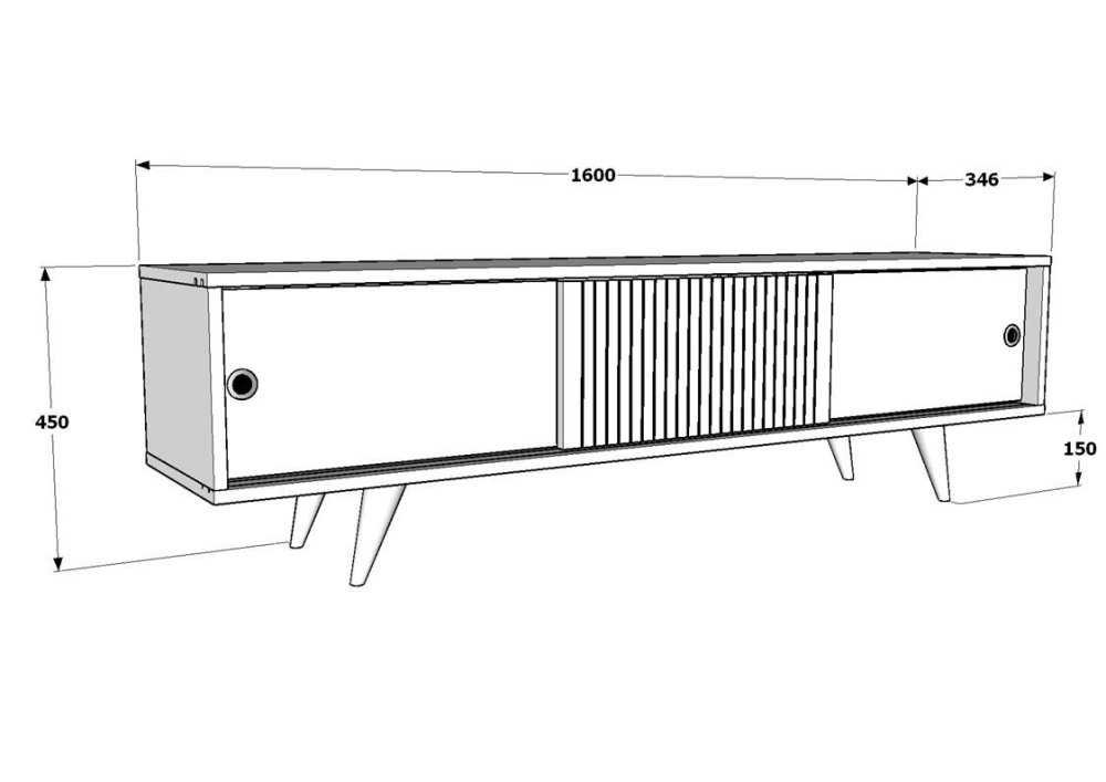 TV stolek Ecrin - White, Walnut (obrázek 3)
