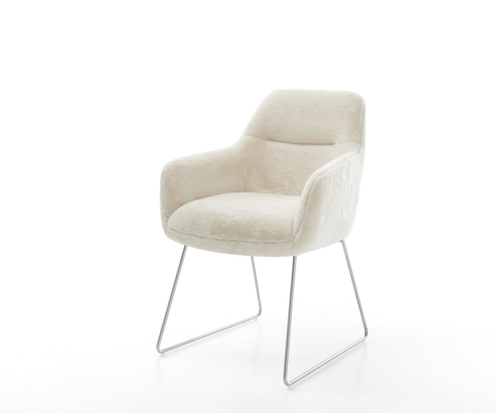 Jedálenská stolička Pejo-Flex plyšový manšester krémovo biela tenká