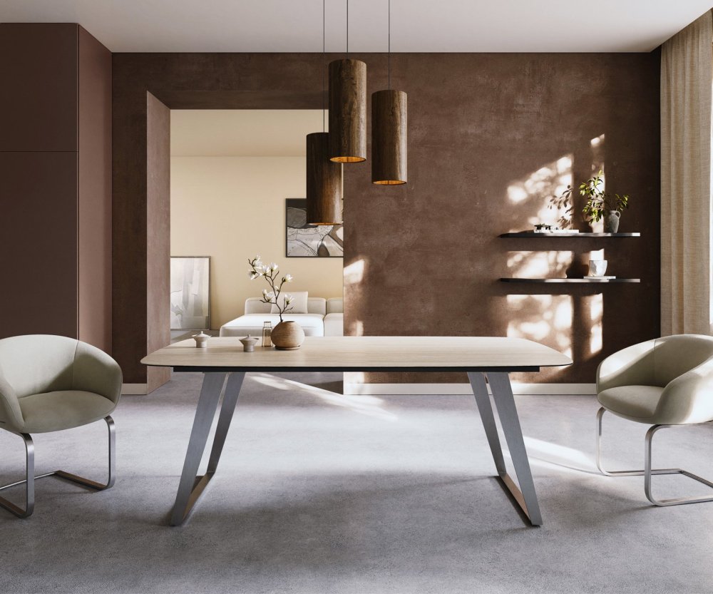 Jedálenský stôl Edge zaoblený tvar 200x100 keramika Laminam®