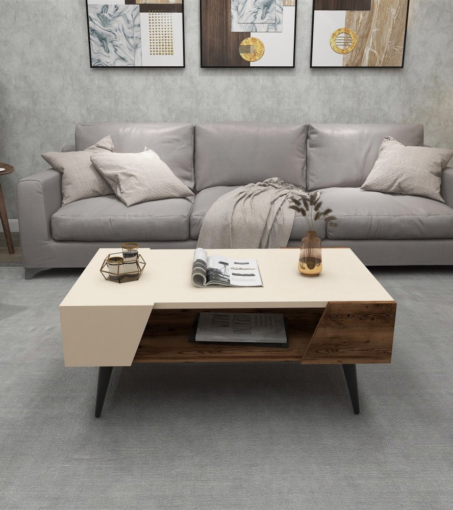 Konferenční stolek Aren - Beige, Light Walnut (obrázek 4)