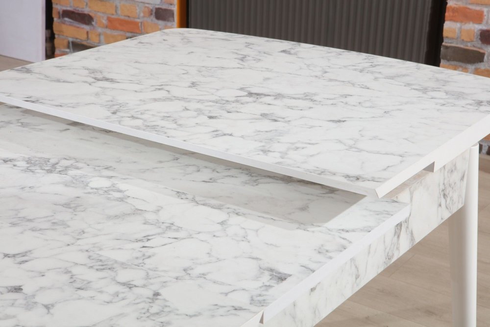 Extendable Dining Table Carrara - White, Grey (obrázek 3)