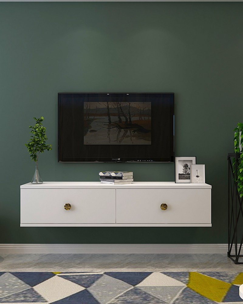 TV stolek Zuzu 120 - White, Gold (obrázek 6)