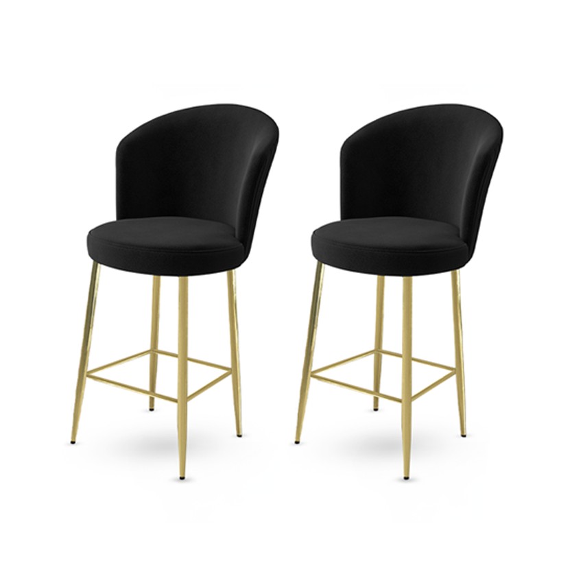 Bar Stool Set (2 Pieces) Fora - Black, Gold