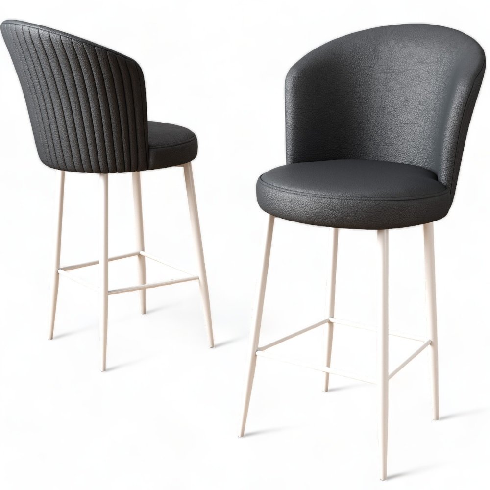 Bar Stool Set (2 Pieces) Uras - Anthracite, White (obrázek 4)
