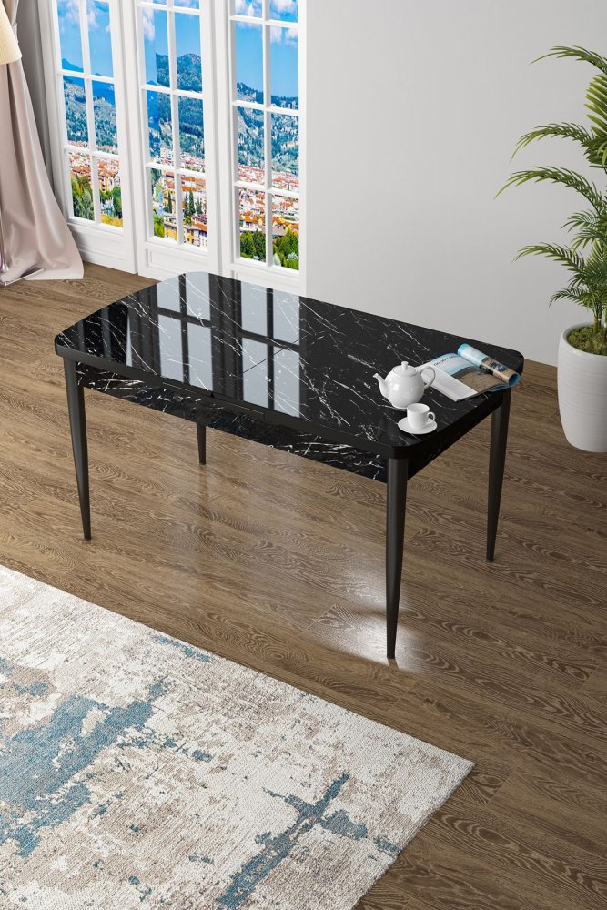 Jedálenský stôl Zen - Black Marble, Black