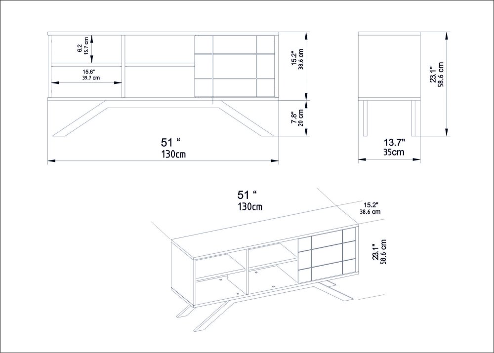 TV stolek North - Black, Walnut (obrázek 3)