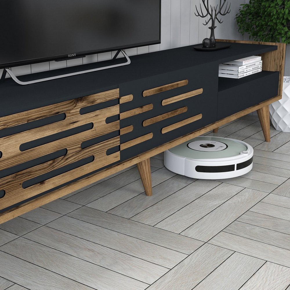 TV stěna / Sestava pod TV Valensiya - Walnut, Anthracite (obrázek 4)