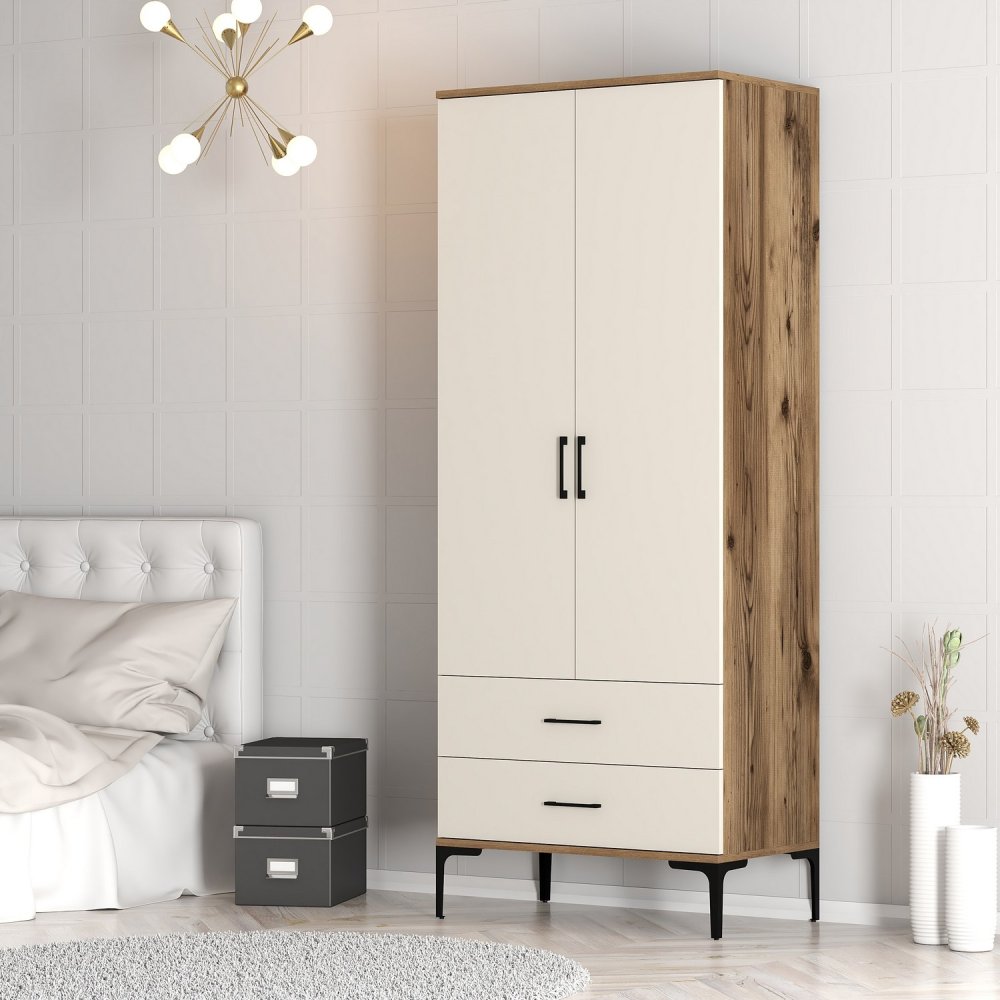 Šatníková skriňa Kumsal T - Walnut, Cream