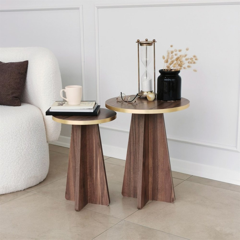 Sada konferenčních stolků Mushroom 2 - Gold, Walnut (obrázek 6)