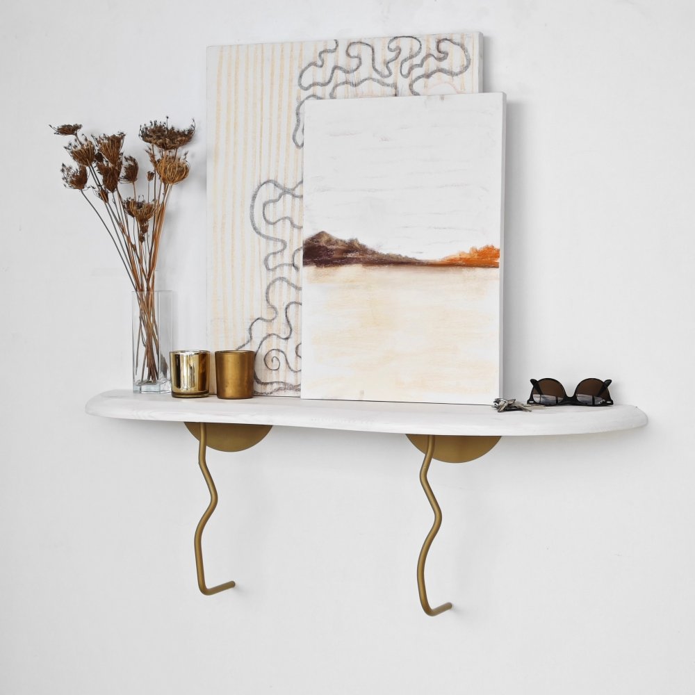 Nástenná polica Edera - Gold, White