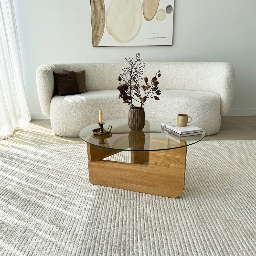 Konferenčný stolík Mia - Oak, Transparent