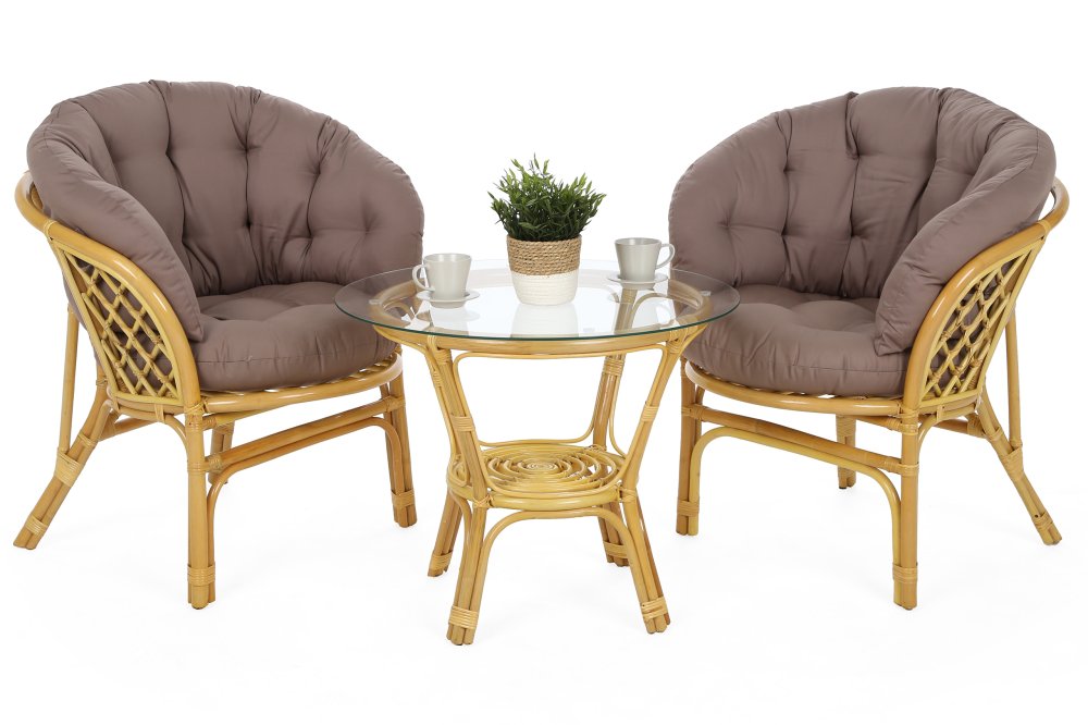 Záhradná sedacia súprava 3 ks prírodný ratan